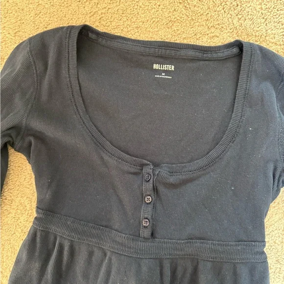 Babydoll Hollister Women's Navy Long Sleeve Top - Picture 2 of 4